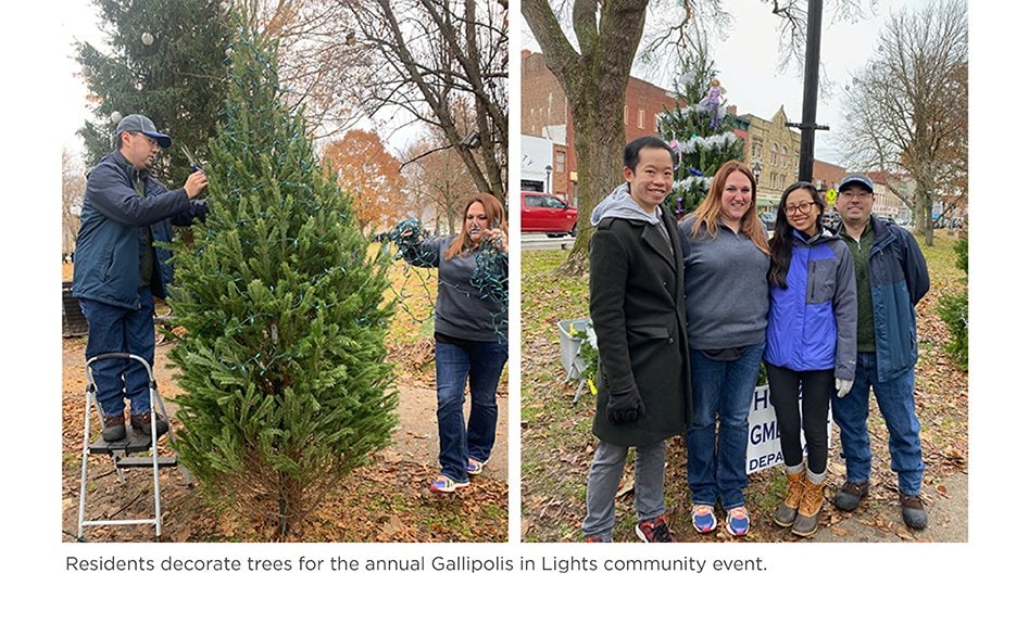 Residents decorate trees for the annual Gallipolis in Lights community event.