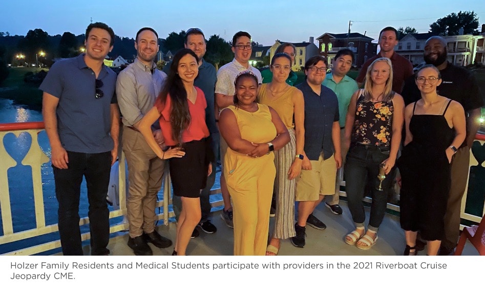 Holzer Family Residents and Medical students participate with providers in the 2021 Riverboat Cruise Jeopardy CME.