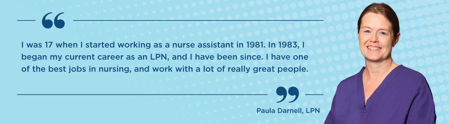 Nursing Banner: Paula Darnell, LPN - quote