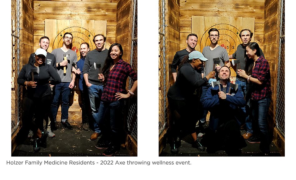 Holzer Family Medicine Residents - 2022 Axe throwing wellness event